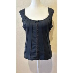 New York & Co. Stretch Y2K Corset Style Top Size S Black Witchy Vamp Whimsigoth